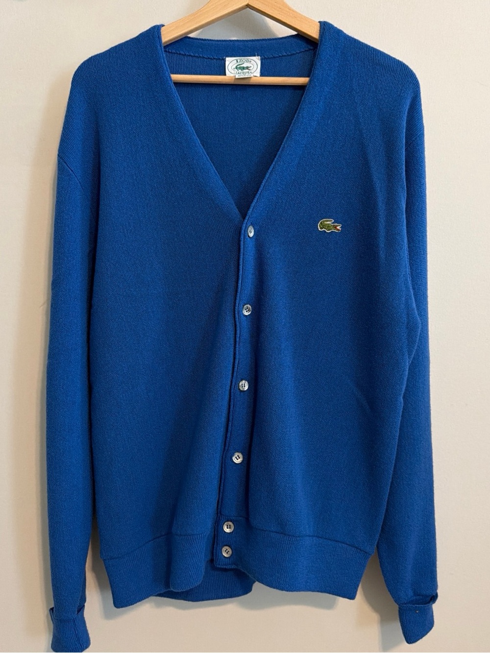 Lacoste Men's Blue V-Neck Button Cardigan Vintage